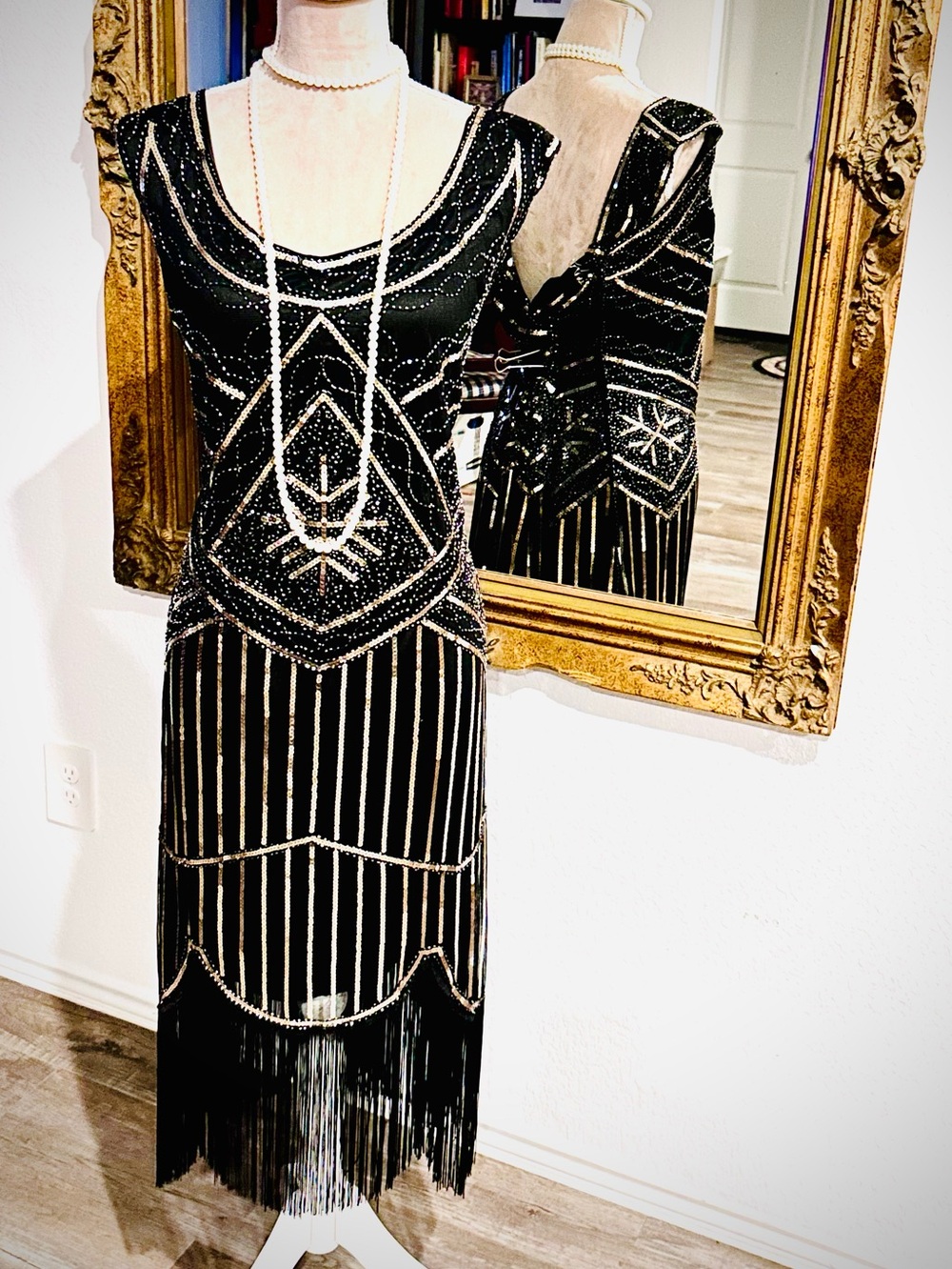 Vintage Gatsby flapper style crystal  beaded sequin dress whimseygoth sz 4XL